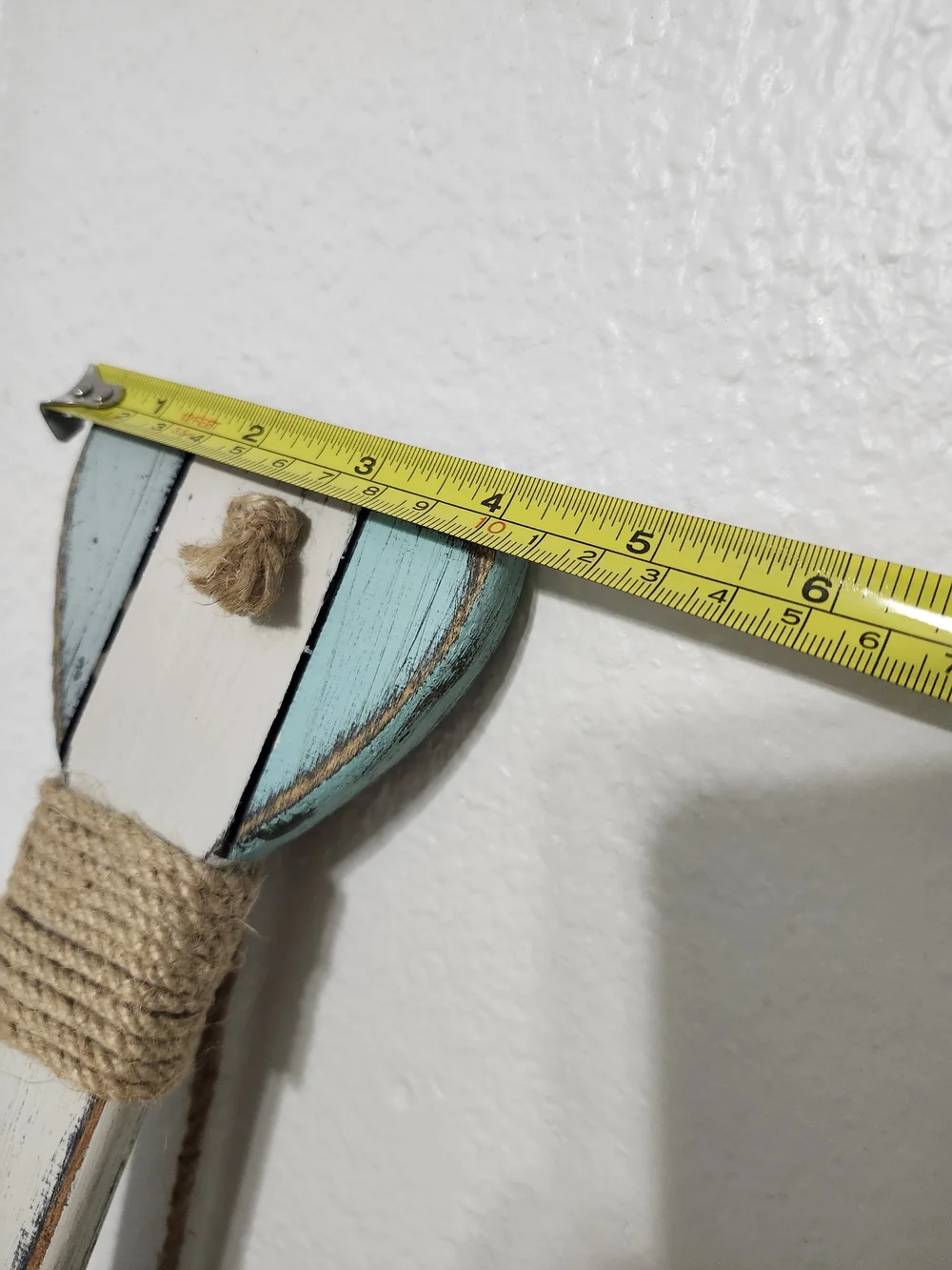 Coastal Aqua and White Decorative Oar with Rope Accent